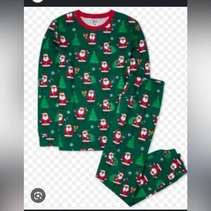 Place Green and Red Pajama Set with Festive Santa Design